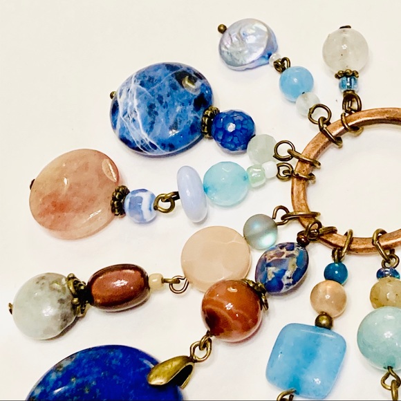 ENERGY Multi-Gemstone Assemblage Style BOHO Necklace & Jasper MOP Earrings - Picture 5 of 16